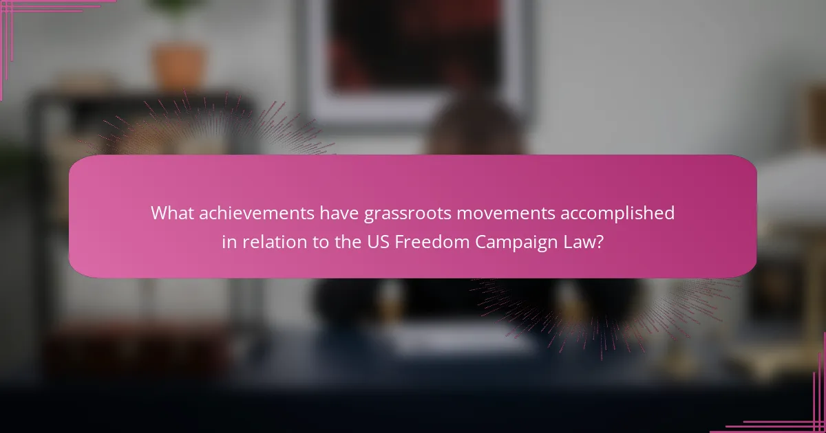 What achievements have grassroots movements accomplished in relation to the US Freedom Campaign Law?