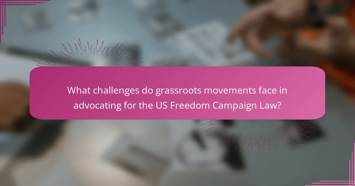 What challenges do grassroots movements face in advocating for the US Freedom Campaign Law?