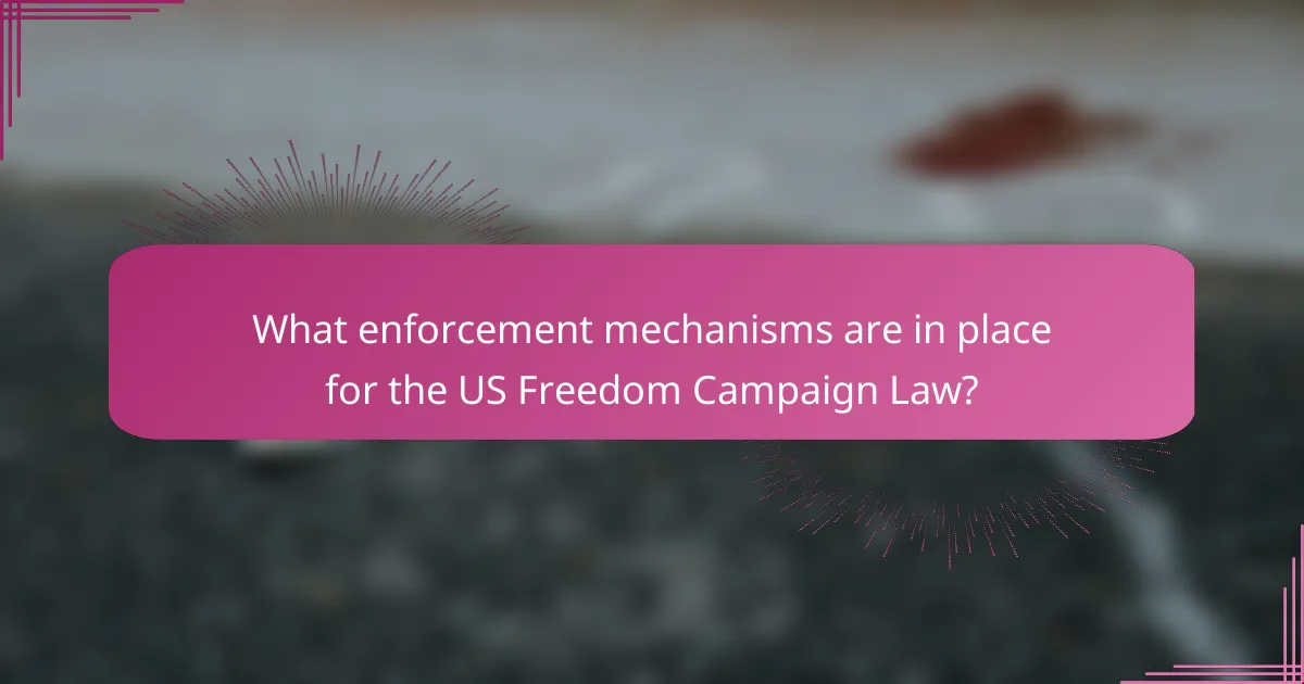 What enforcement mechanisms are in place for the US Freedom Campaign Law?