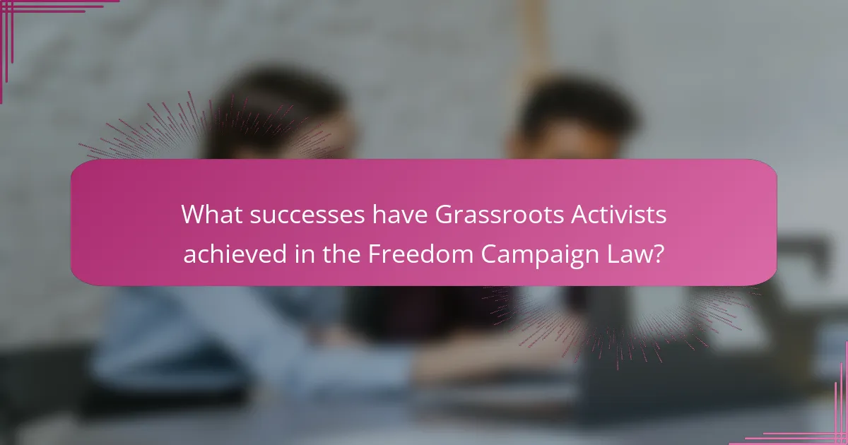 What successes have Grassroots Activists achieved in the Freedom Campaign Law?